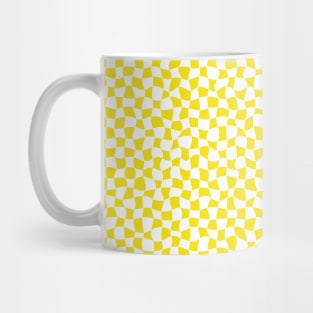 Warped Checkerboard, White and Yellow Mug